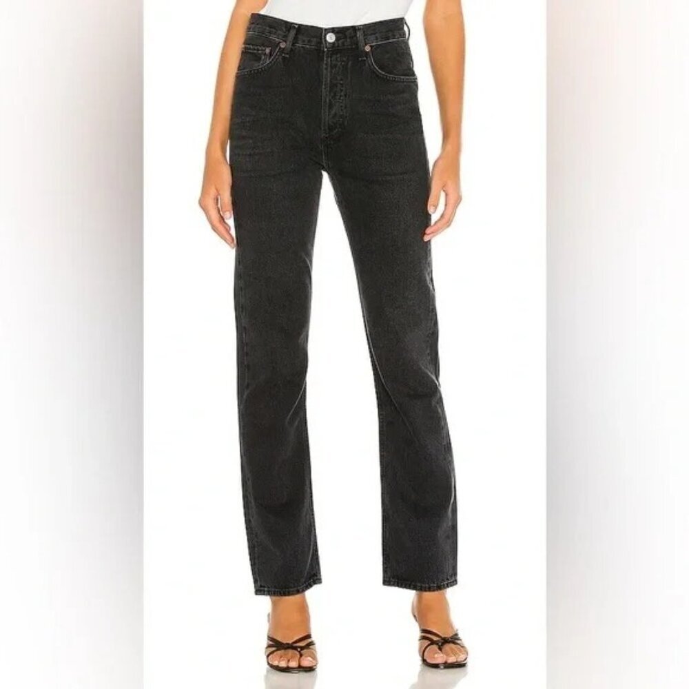 AGOLDE Lana Straight Jeans in Haywire Black Size 25